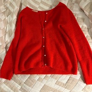 Sezane Red Cardigan
